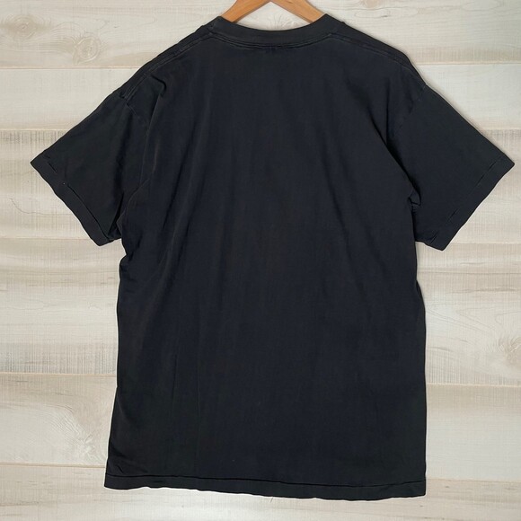 Vintage Disney Mickey Mouse Single Stitch Gold Embroidery Size L Black Tee - Picture 6 of 9